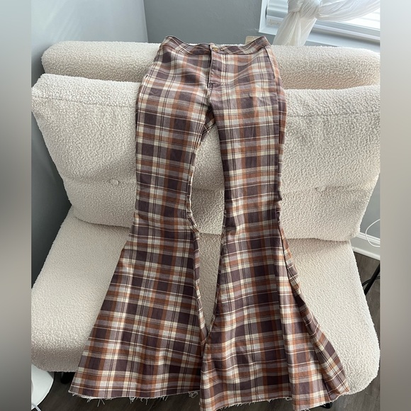 We The Free Plaid Flare Jeans - Picture 1 of 4